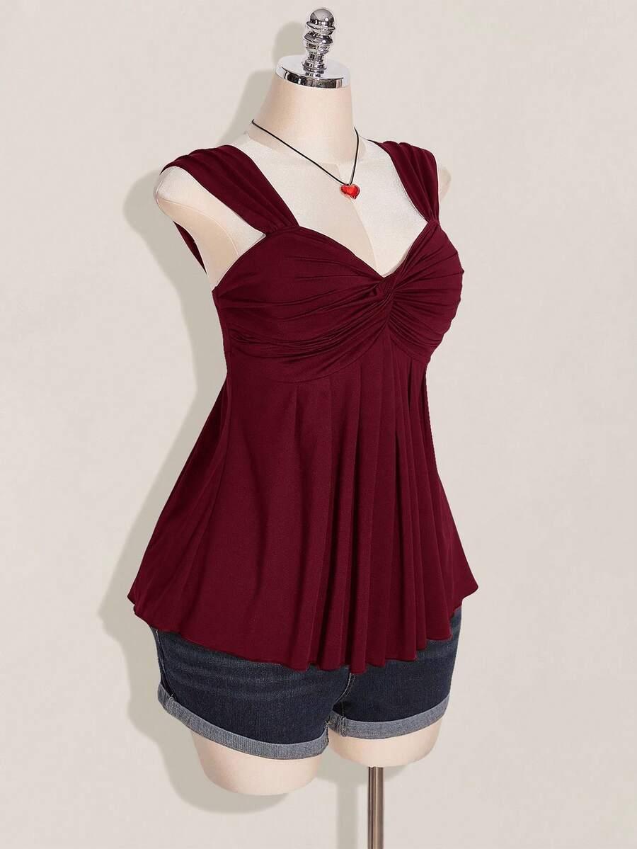 SHEIN BORDOWA BLUZKA BEZ RĘKAWÓW S09__48