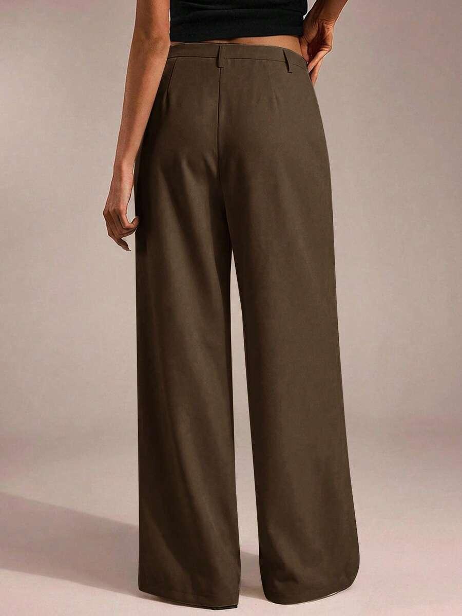 SHEIN BRĄZOWE SPODNIE WIDE LEG S06__XS