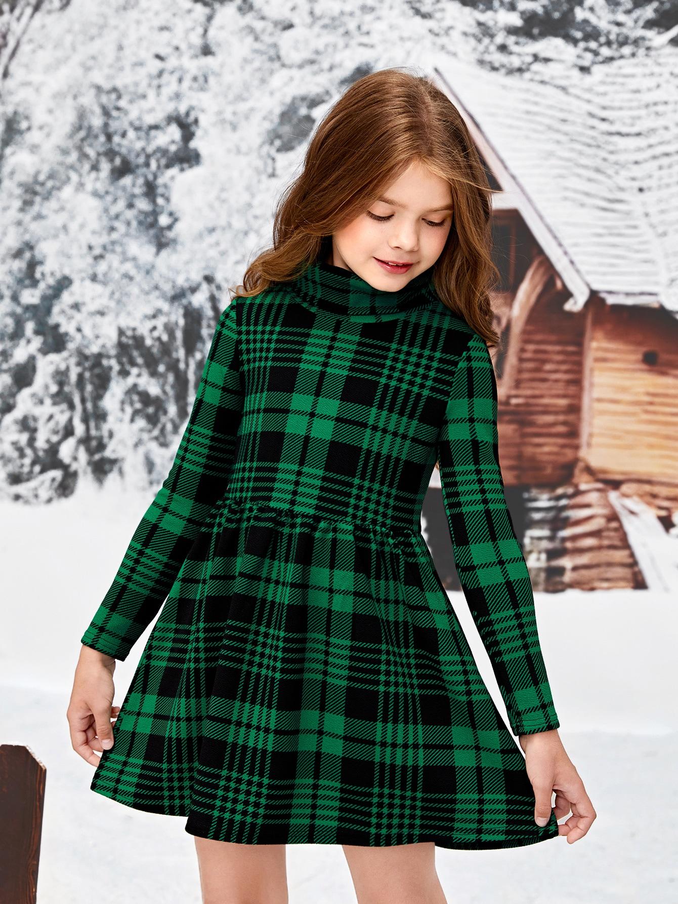 SHEIN SUKIENKA W KRATKĘ S06__128-134