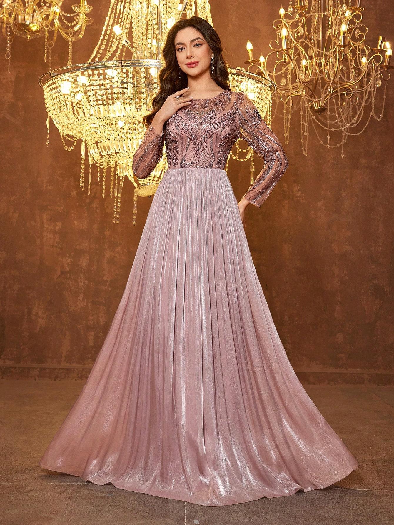 SHEIN RÓŻOWA MAXI SUKIENKA S06__S