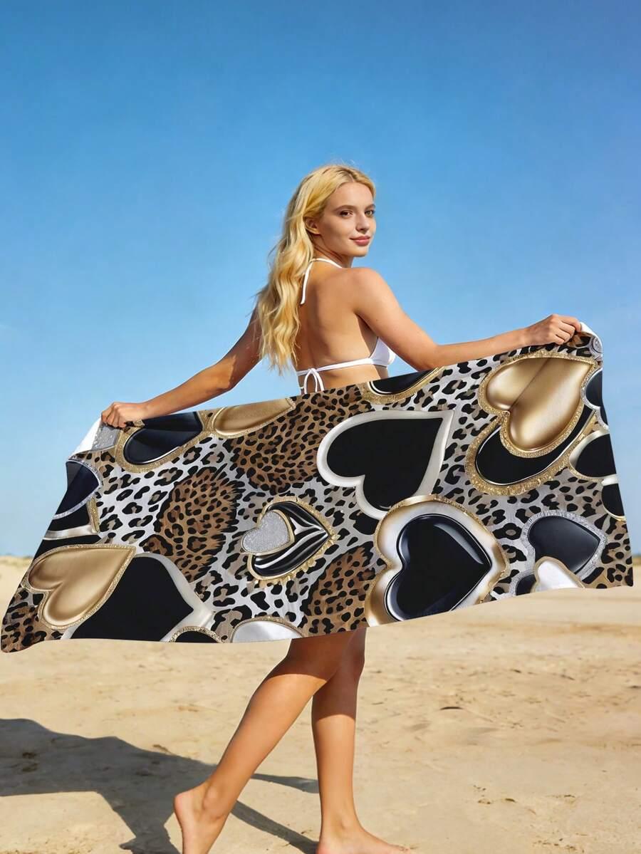 SHEIN RĘCZNIK PLAŻOWY WZÓR SERCE S07__90X180
