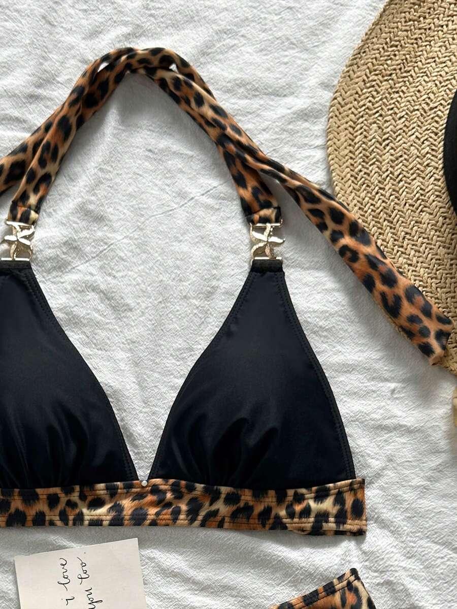 SHEIN DWUCZĘŚCIOWY STRÓJ KĄPIELOWY ANIMAL PRINT S09__L