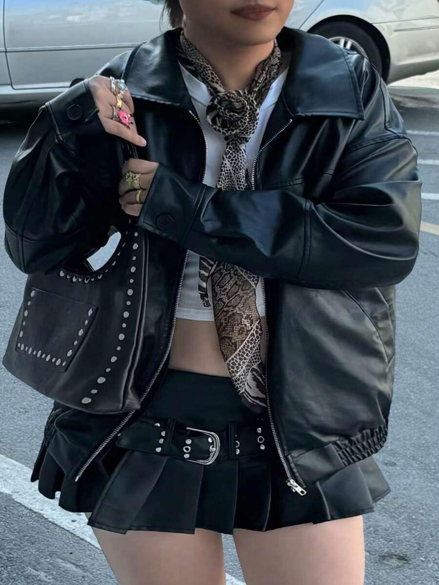 SHEIN CZARNA KURTKA IMITACJA SKÓRY S06__52