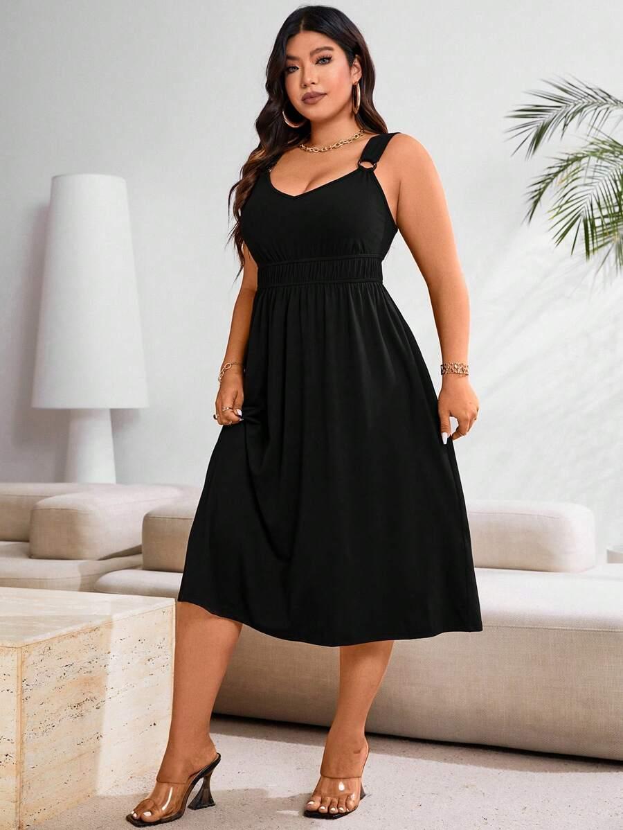 SHEIN CZARNA MIDI SUKIENKA NA RAMIĄCZKACH S06__XXL