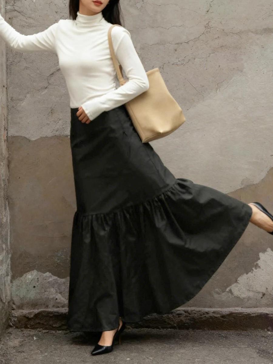 SHEIN CZARNA MAXI SPÓDNICA S06__S