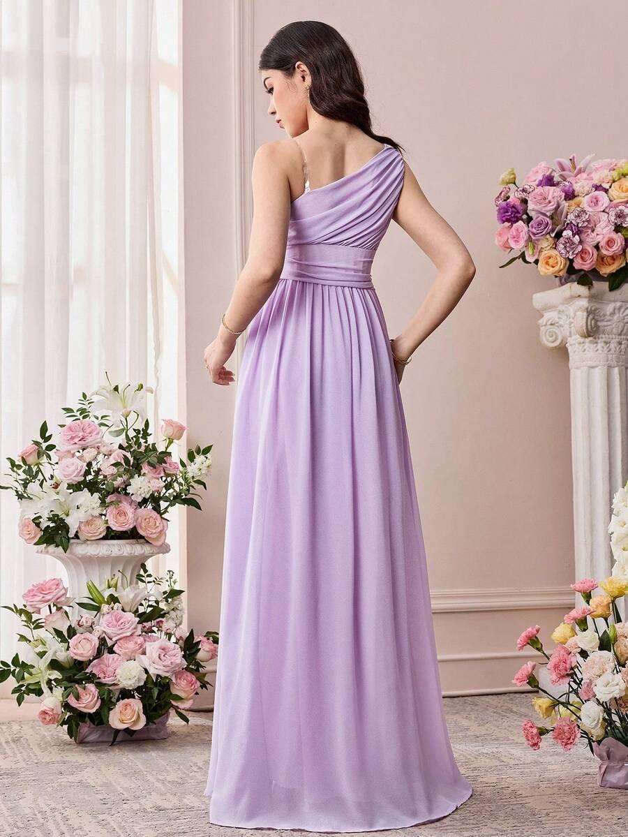 SHEIN FIOLETOWA MAXI SUKIENKA NA JEDNO RAMIĘ S06__164-170
