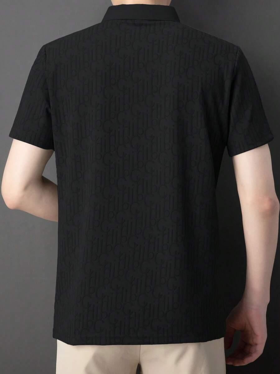 SHEIN CZARNA KOSZULKA POLO NADRUK S06__L