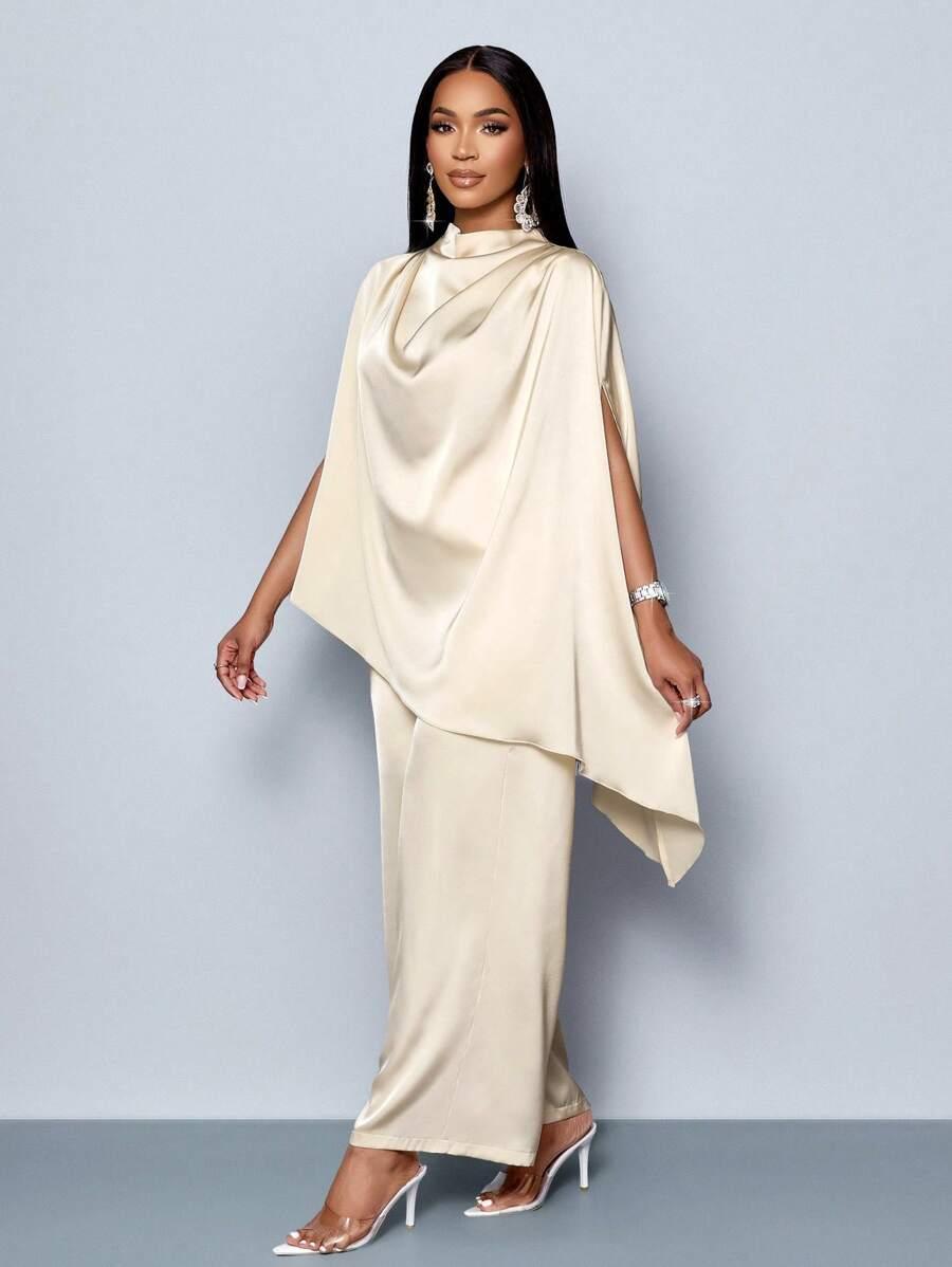 SHEIN ASYMETRYCZNA BLUZKA SPODNIE KOMPLET S06__L