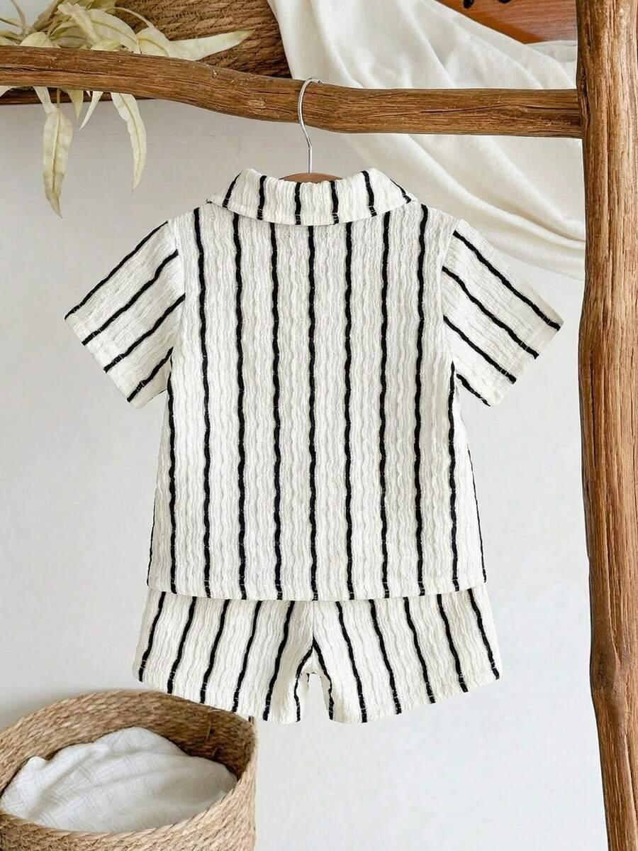 SHEIN KOMPLET SPODENKI KOSZULA WZÓR PASKI 86-92