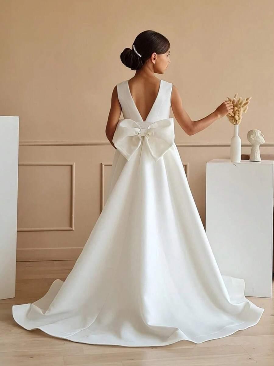 SHEIN BIAŁA SUKIENKA KOKARDA S06__158
