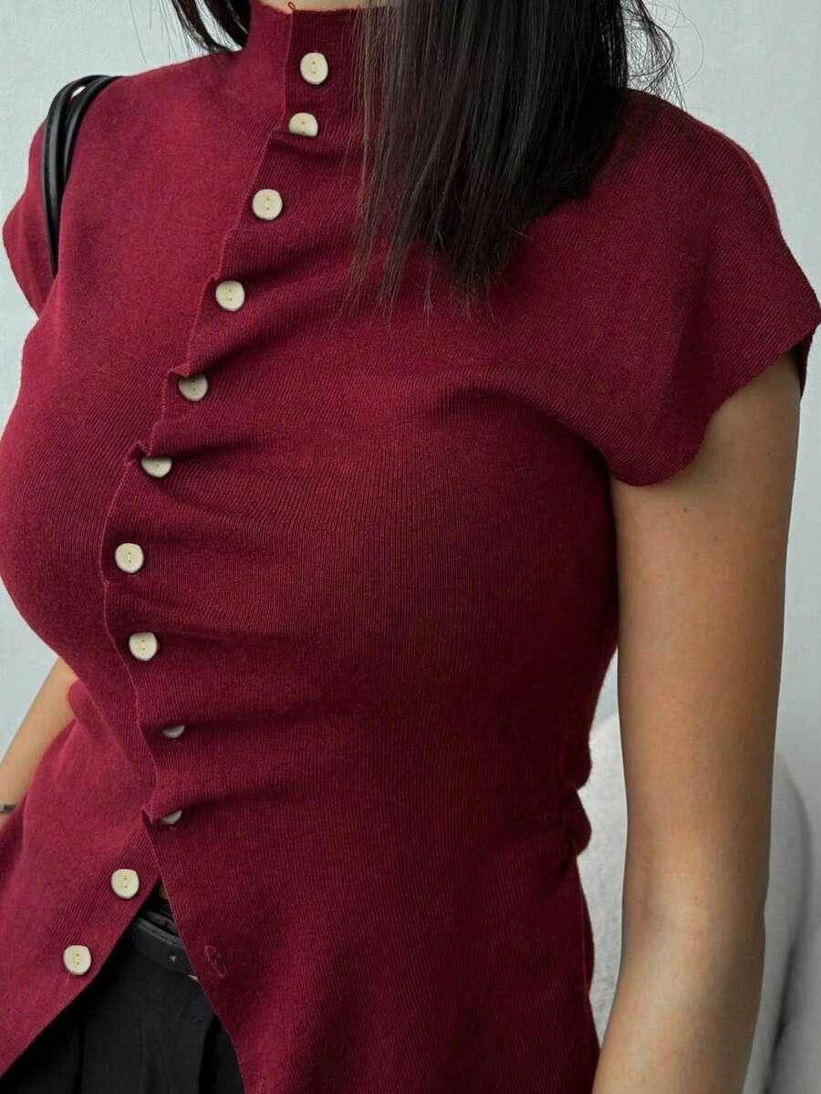 SHEIN BORDOWY SWETER GUZIKI S06__L