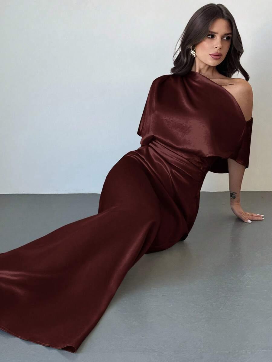 SHEIN BORDOWA SATYNOWA MAXI SUKIENKA S06__M