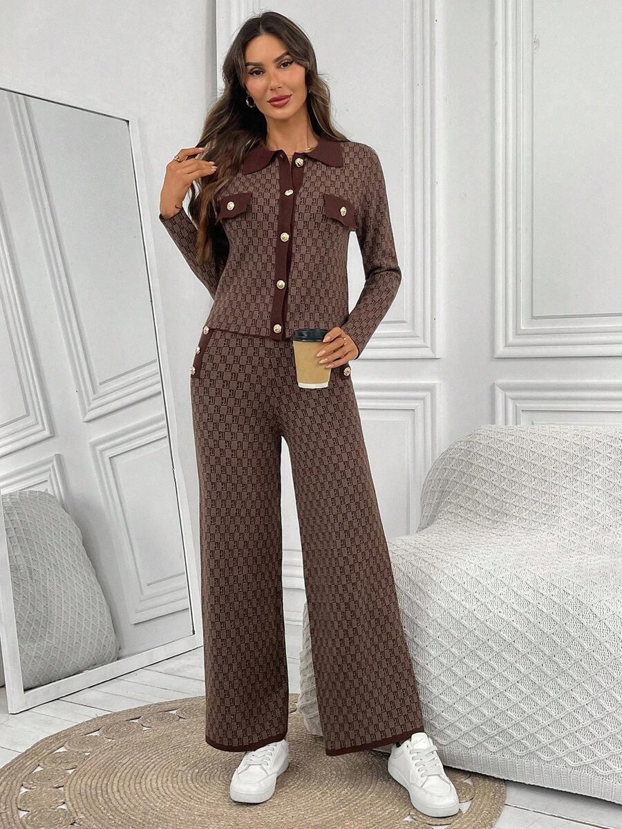 EMERY ROSE DZIANINOWY KOMPLET SWETER SPODNIE S06__S