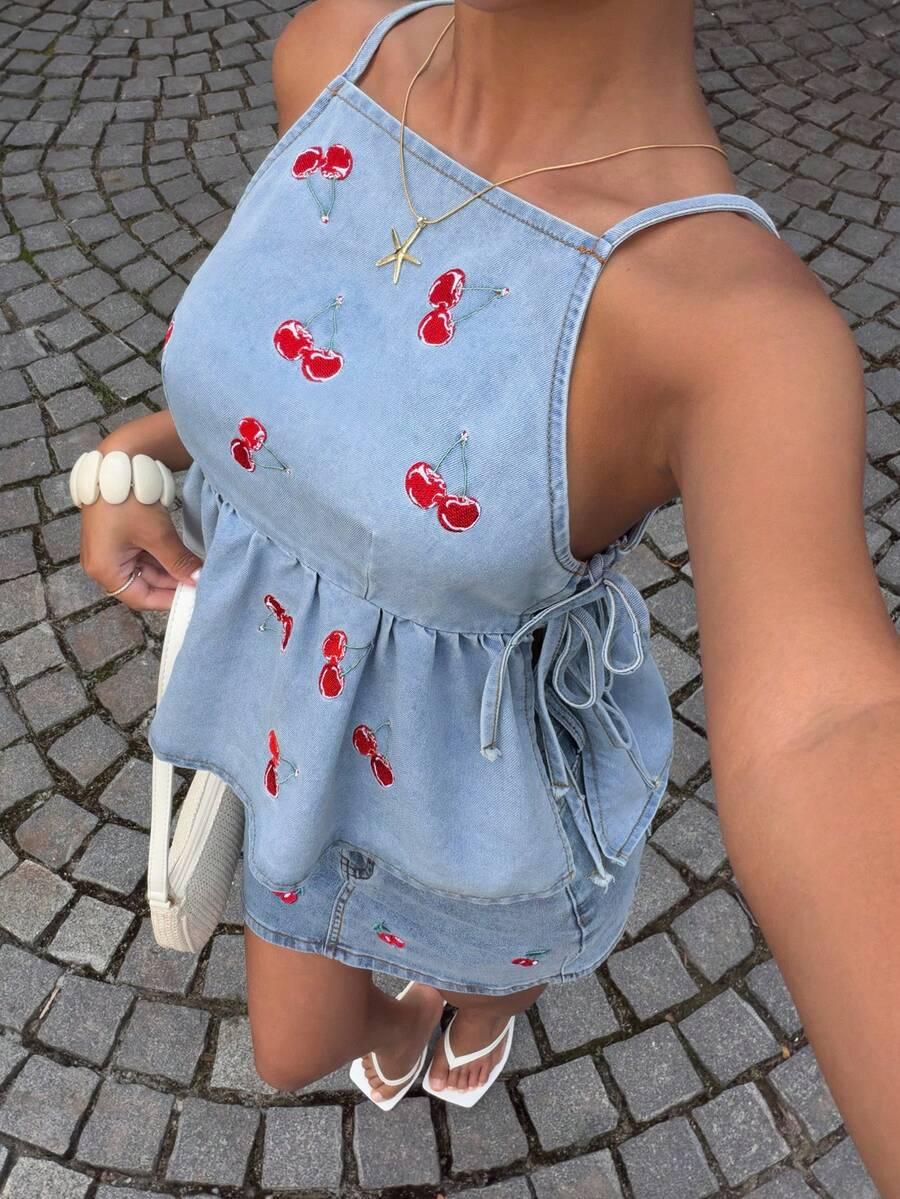 SUNNYSHIC JEANSOWY TOP HAFT S06__XS