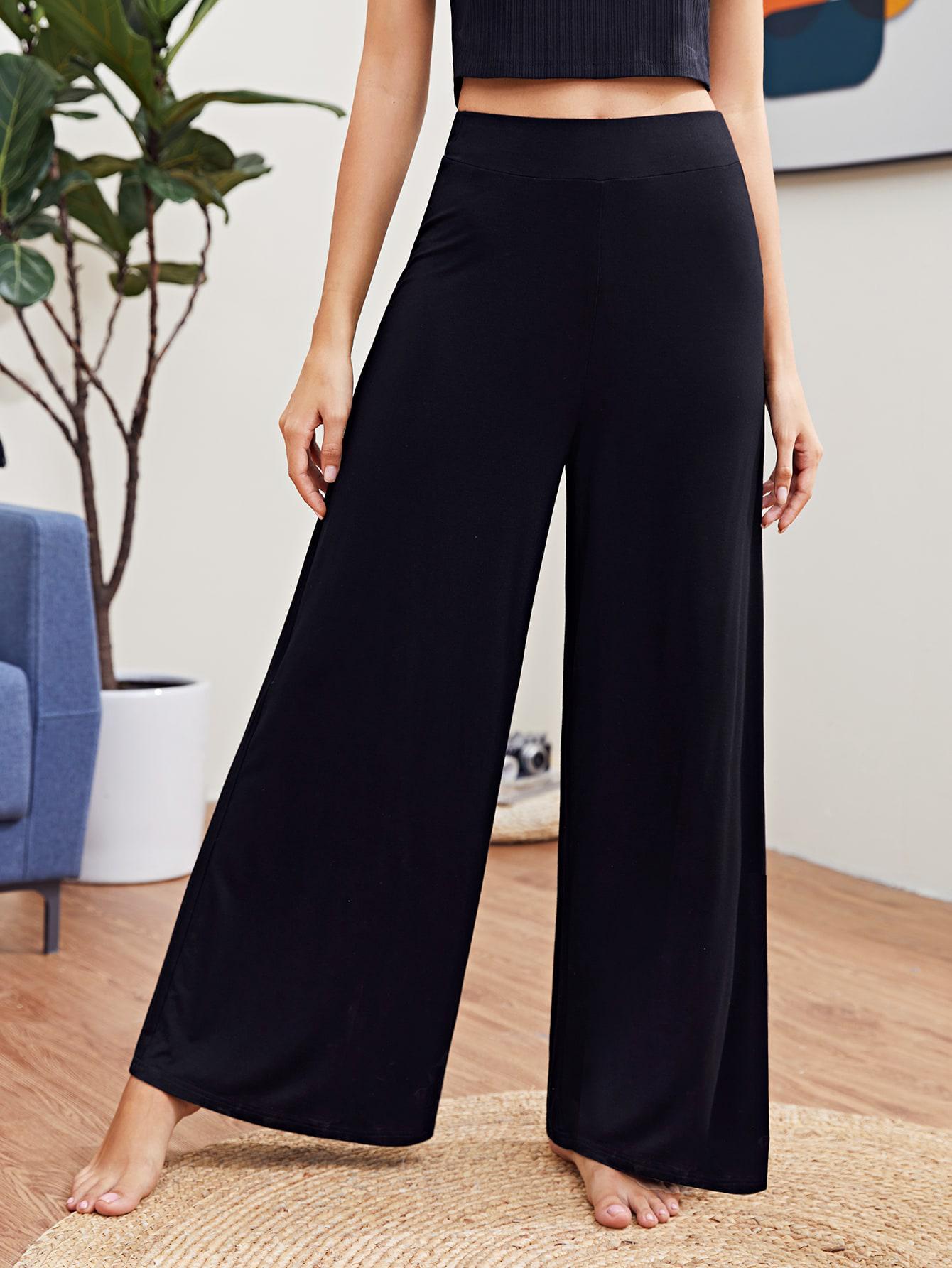 SHEIN CZARNE SPODNIE SZEROKA NOGAWKA S06__M