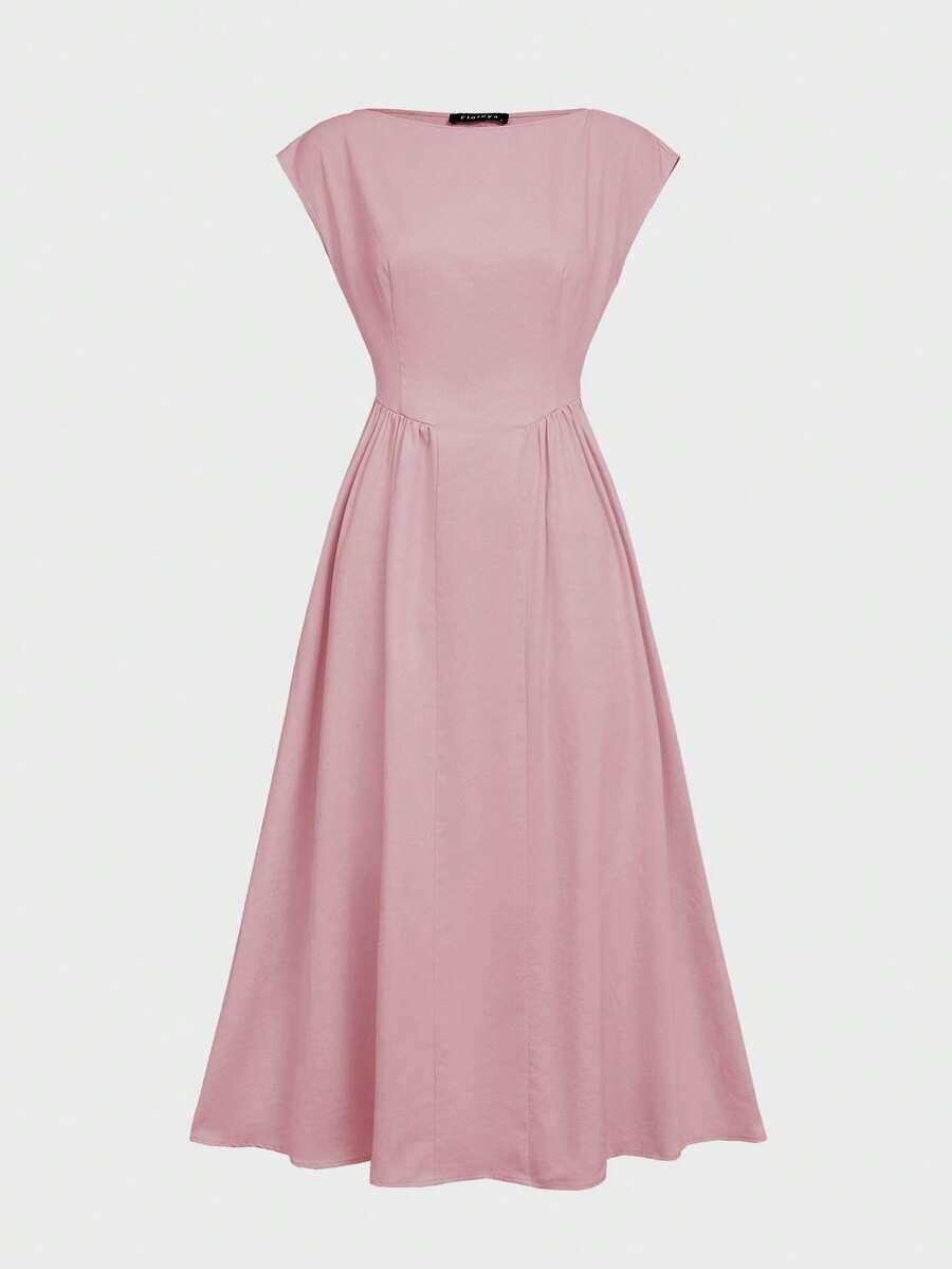 SHEIN RÓŻOWA ROZKLOSZOWANA SUKIENKA S06__XS