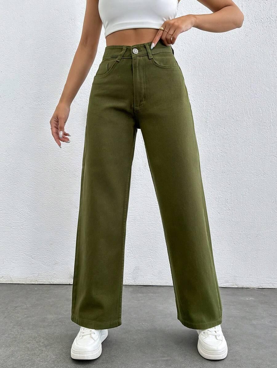 SHEIN KREMOWE PROSTE SPODNIE JEANS S06__XS