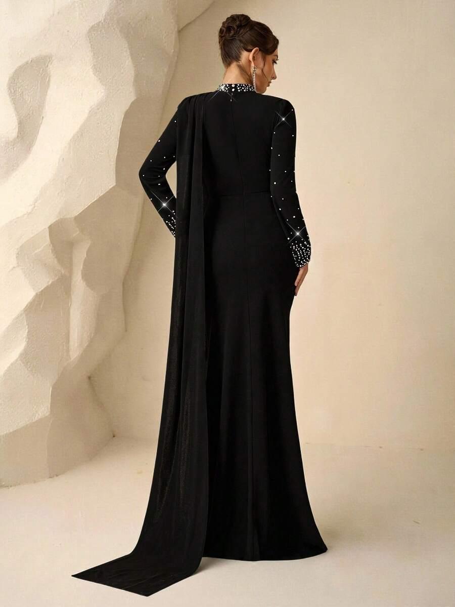COUTIVA CZARNA MAXI SUKIENKA ZDOBIENIE S06__XL