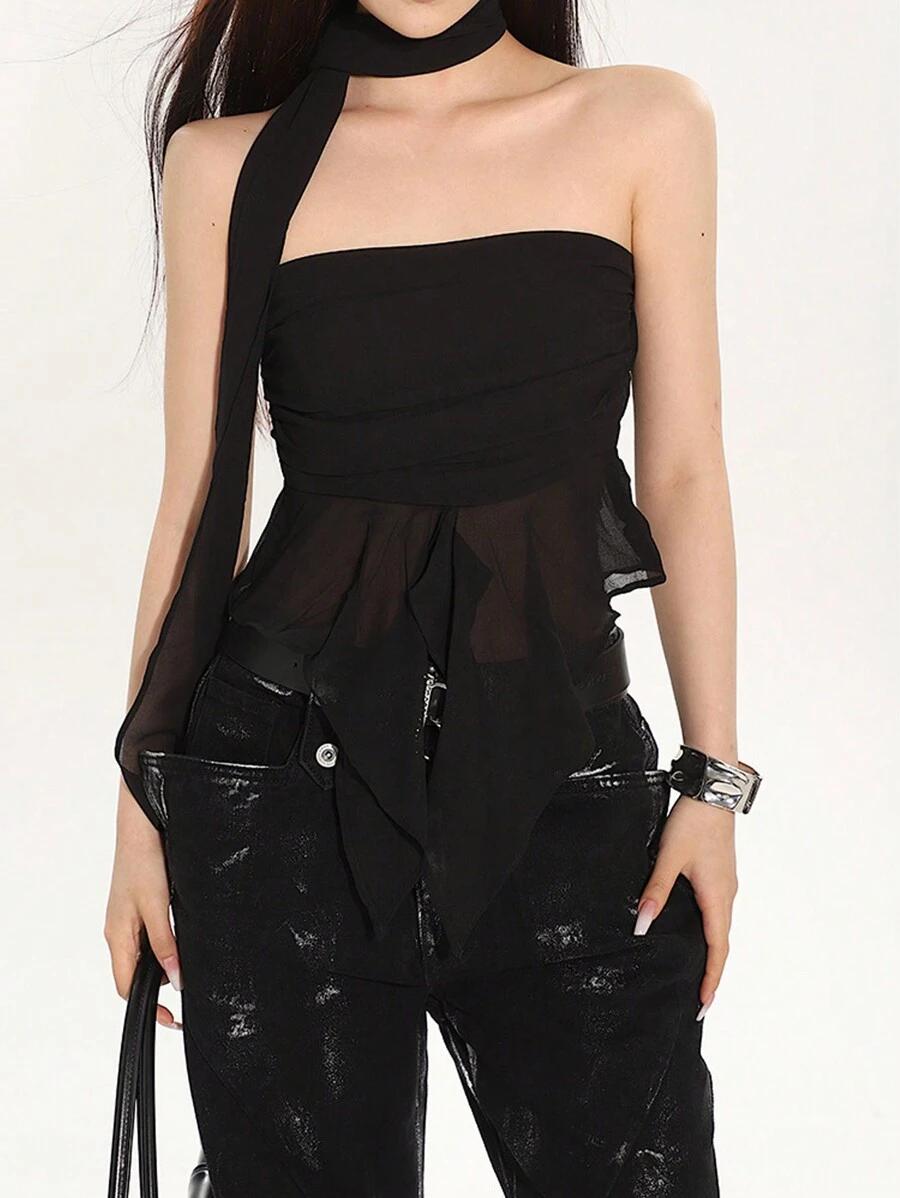 SHEIN CZARNY SZYFONOWY SZAL S07