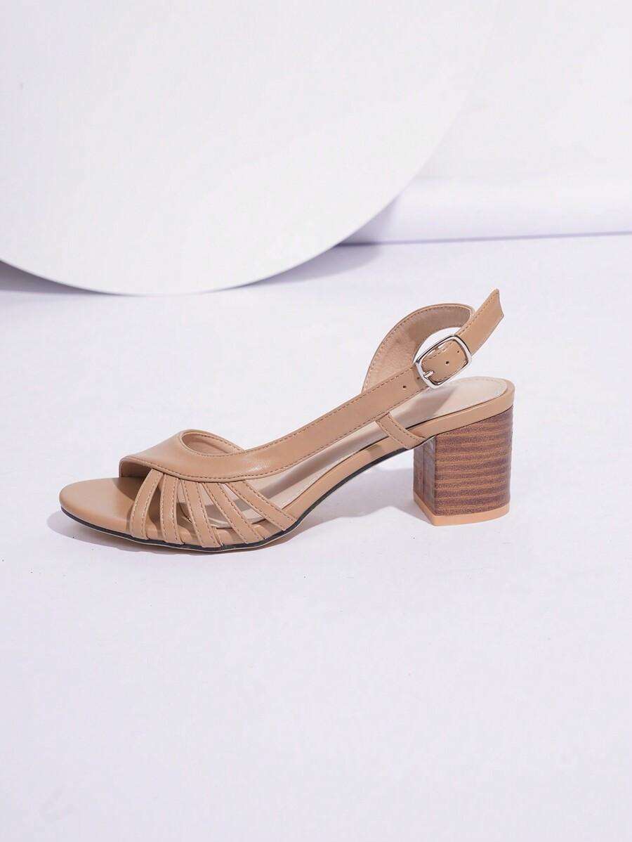 SHEIN BEŻOWE SANDAŁY NA OBCASIE S06__38