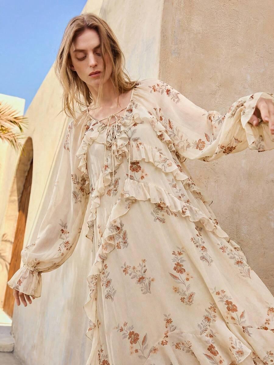 ONTRE SUKIENKA MAXI PRINT KWIATY S09__XS