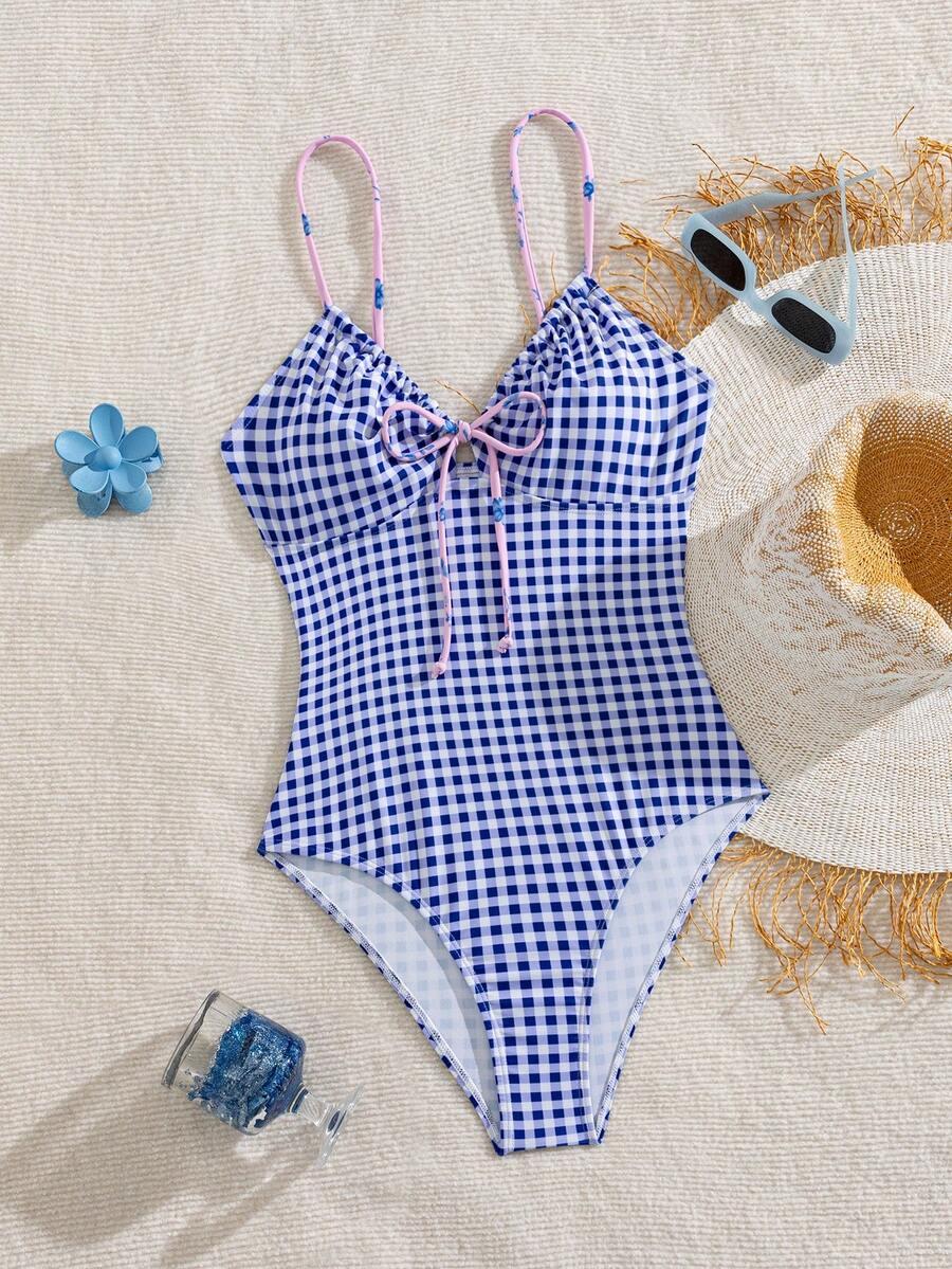 SWIM MOD JEDNOCZĘŚCIOWY STRÓJ KĄPIELOWY KRATKA WIĄZANIE PK01__S