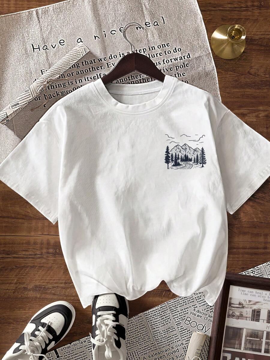 SHEIN BIAŁY T-SHIRT NADRUK GÓRY PK01__M