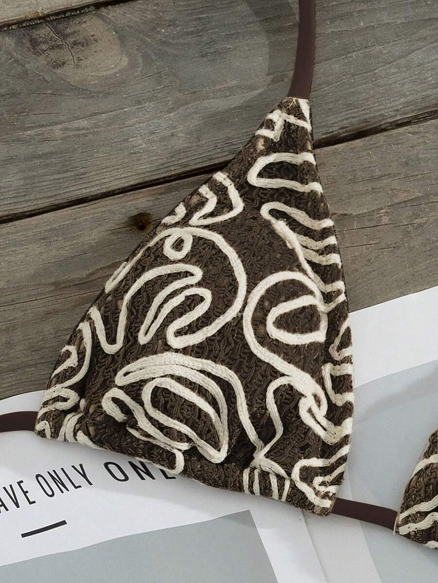 SHEIN BRĄZOWY DWUCZĘŚCIOWY STRÓJ KĄPIELOWY SPÓDNICA KOMPLET S09__L