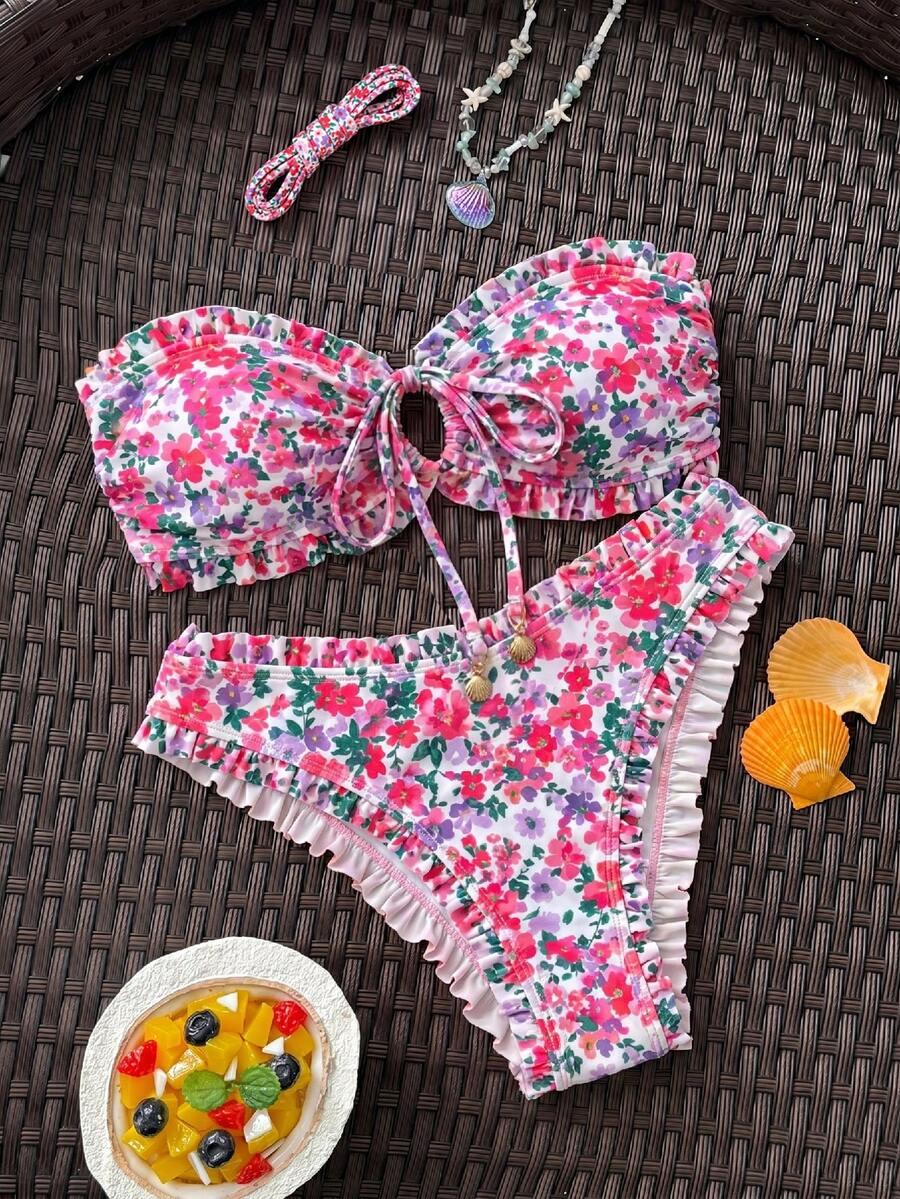 SWIM VCAY DWUCZĘŚCIOWY STRÓJ KĄPIELOWY WZÓR KWIATY S09__L