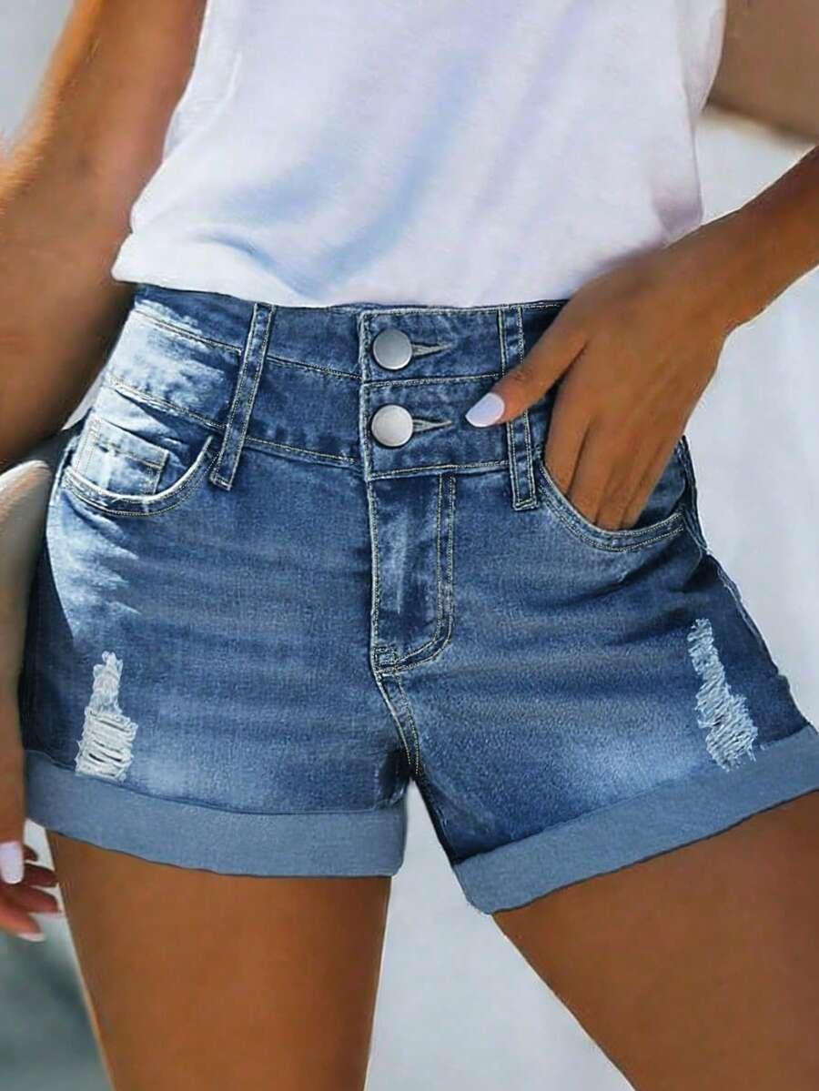 SHEIN KRÓTKIE SPODENKI JEANS PRZETARCIA PK01__S