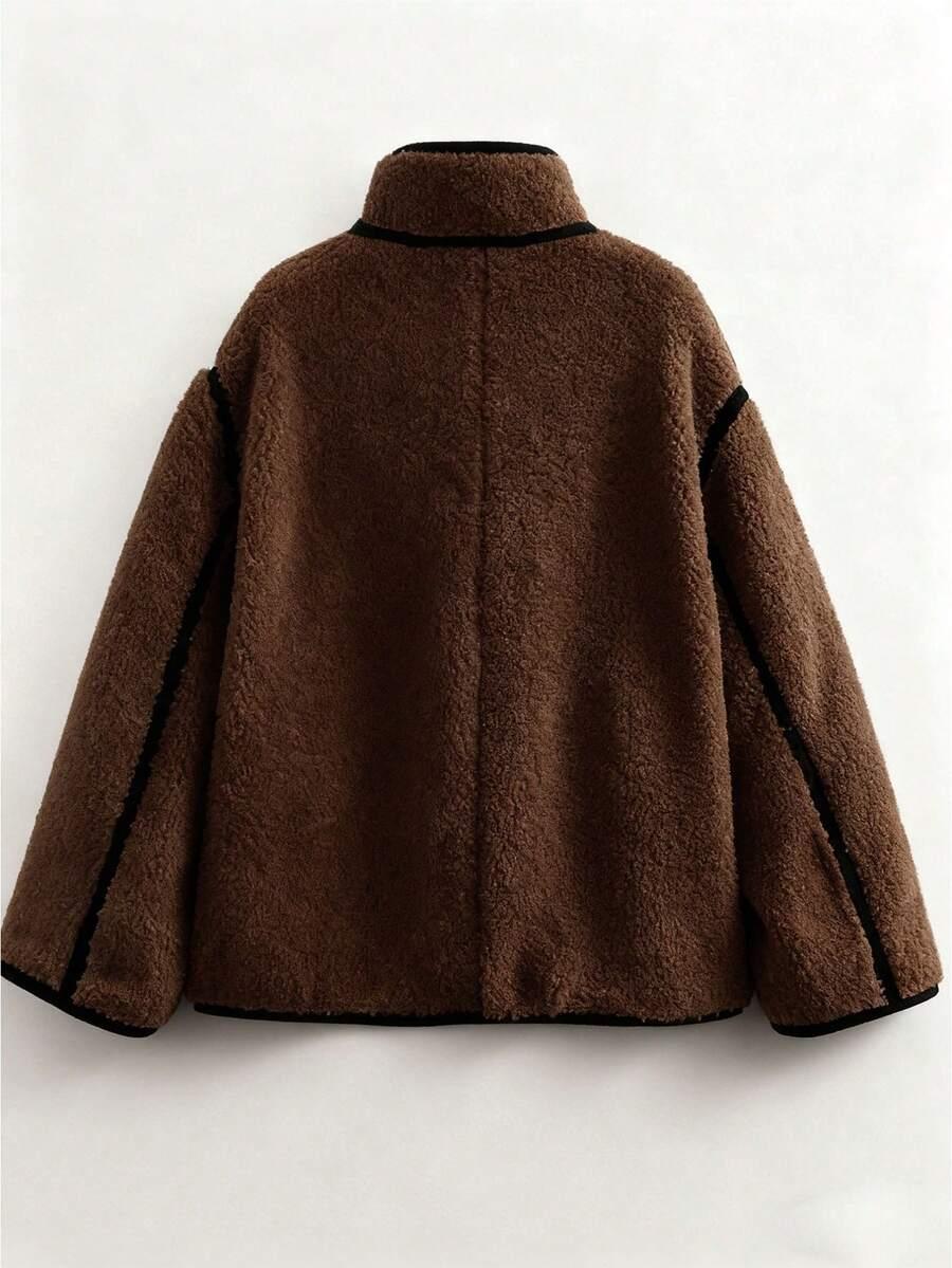 SHEIN BRĄZOWE SZTUCZNE FUTRO W01__XXL