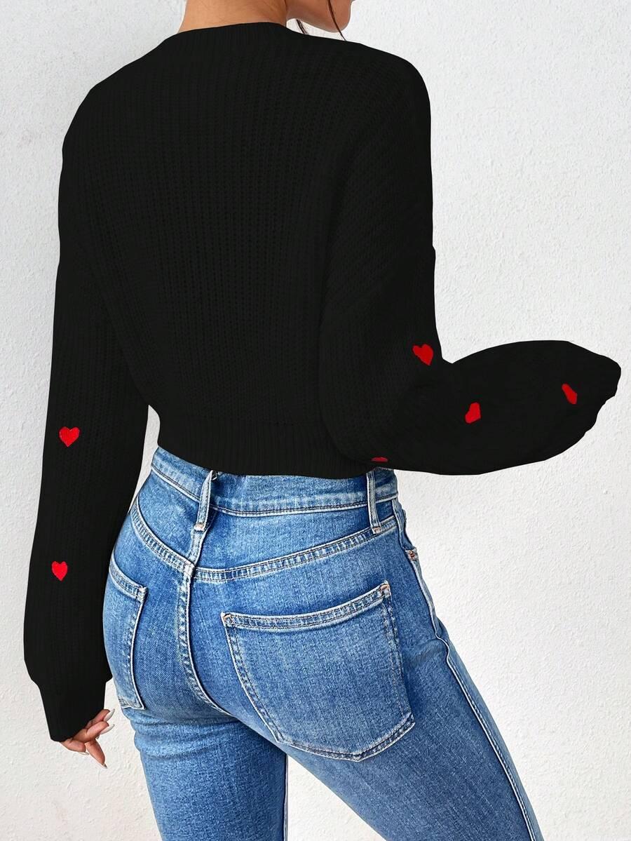 SHEIN CZARNY SWETER SERDUSZKA S06__XL