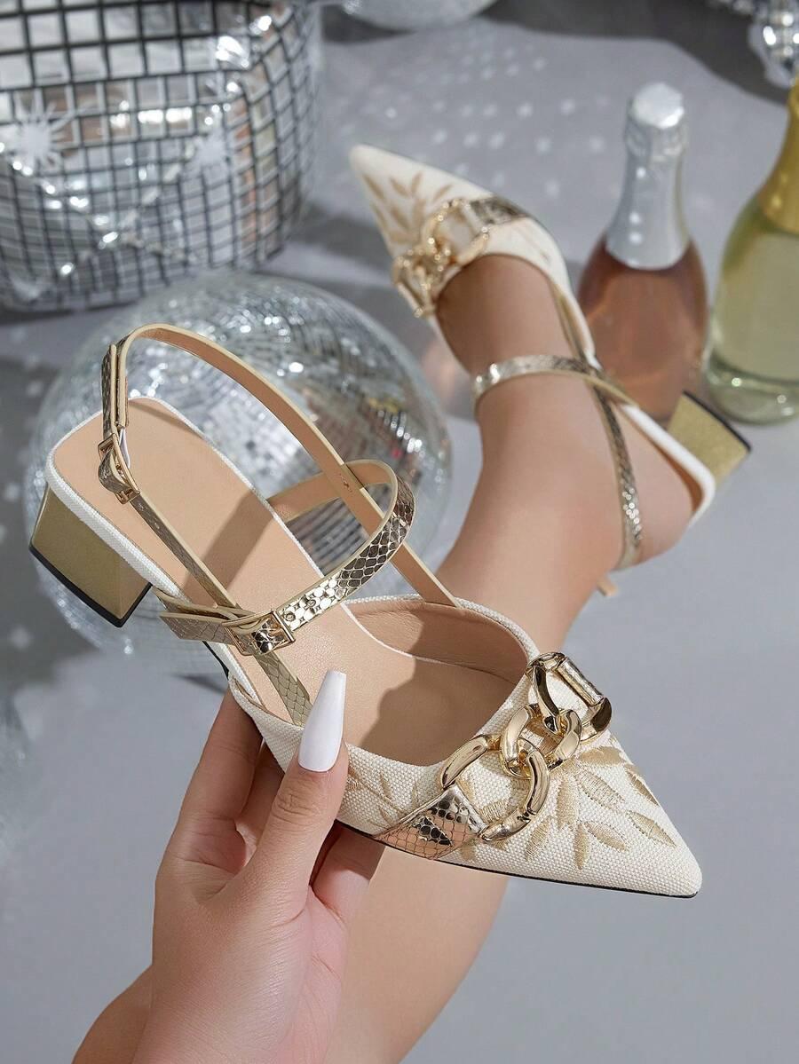 SHEIN ZŁOTE CZÓŁENKA ODKRYTA PIĘTA SZPIC S06__38