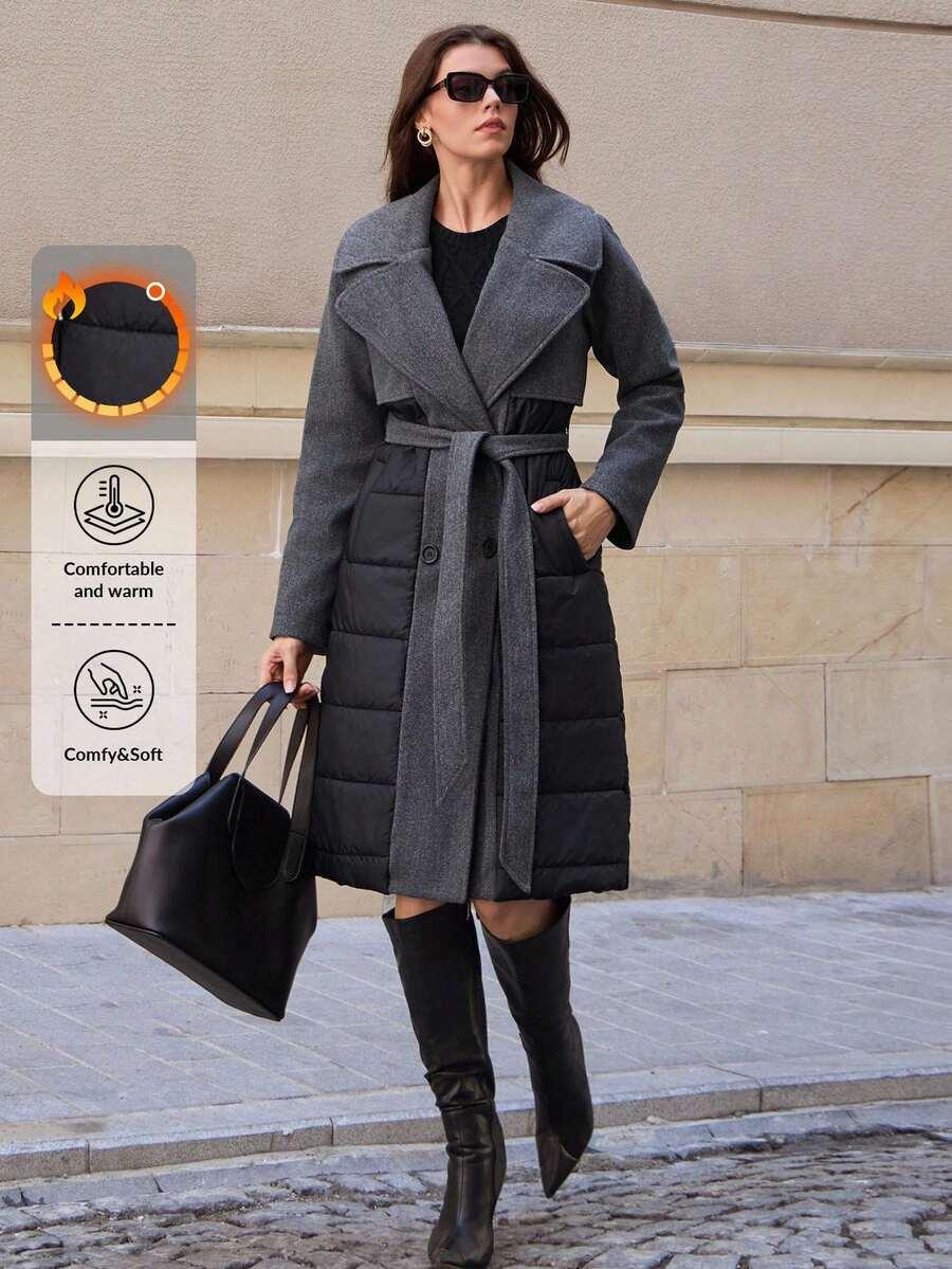 SHEIN DWURZĘDOWY ŁĄCZONY PŁASZCZ W01__S