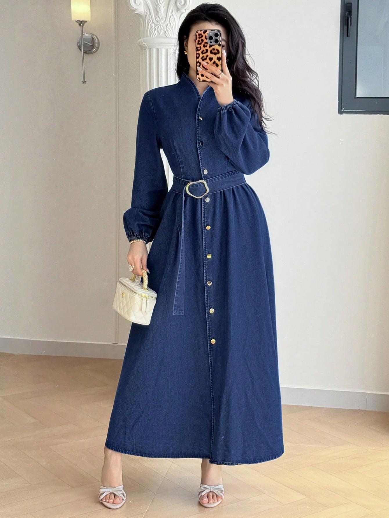 SHEIN NIEBIESKA MAXI SUKIENKA S06__XL