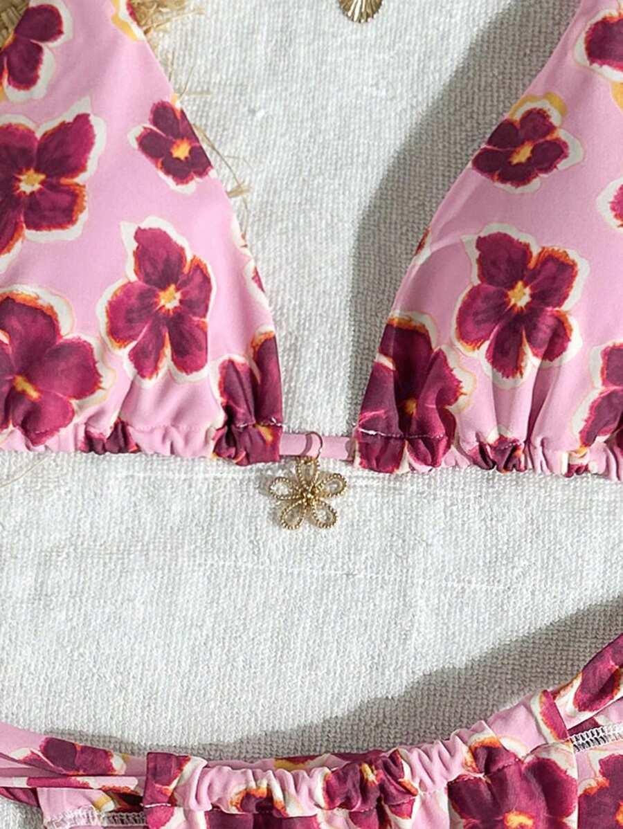 SHEIN DWUCZĘŚCIOWY STRÓJ KĄPIELOWY PRINT S09__XS
