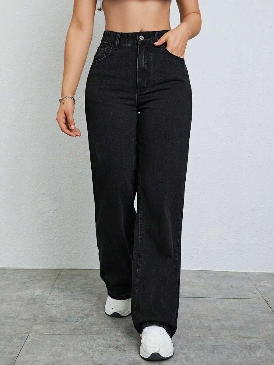 SHEIN CZARNE SPODNIE JEANS S06__158/164