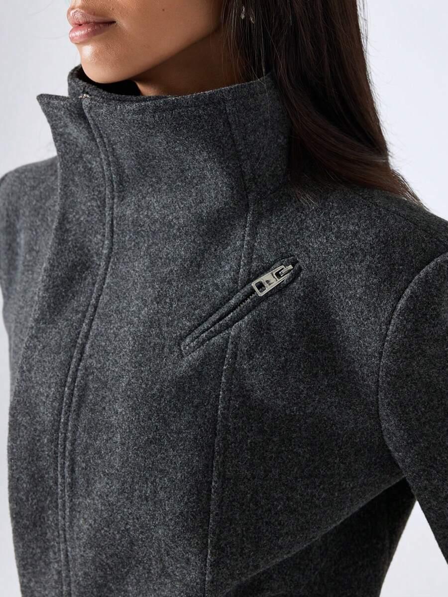 SHEIN KLASYCZNY SZARY PŁASZCZ W01__XS