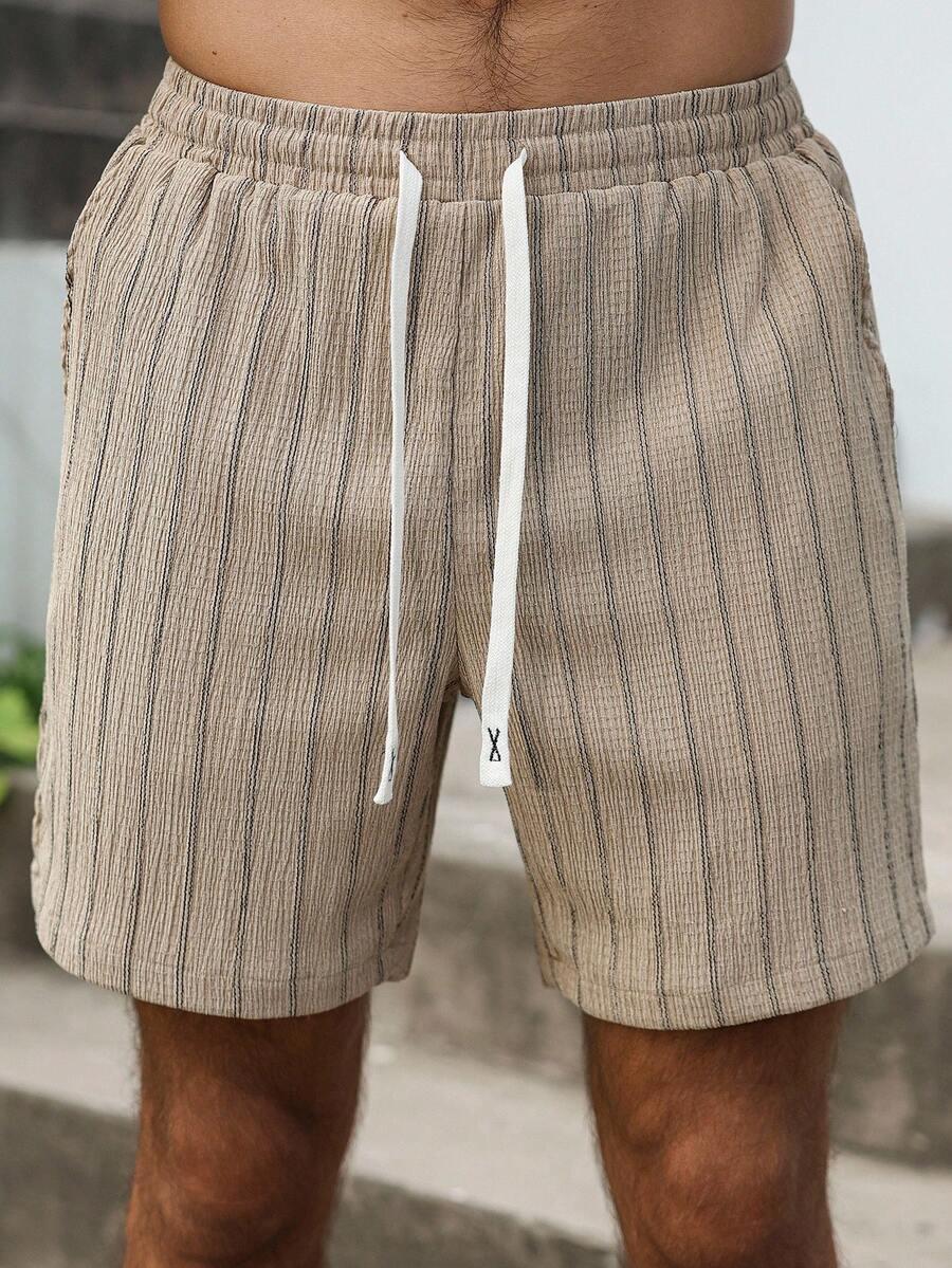 MANFINITY BEŻOWE SPODENKI PASKI S06__5XL