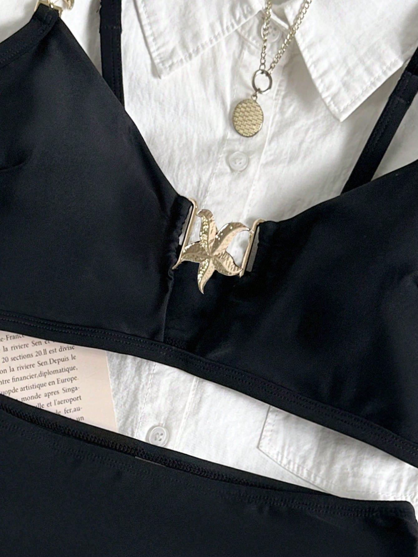 SHEIN CZARNY DWUCZĘŚCIOWY STRÓJ KĄPIELOWY S09__L
