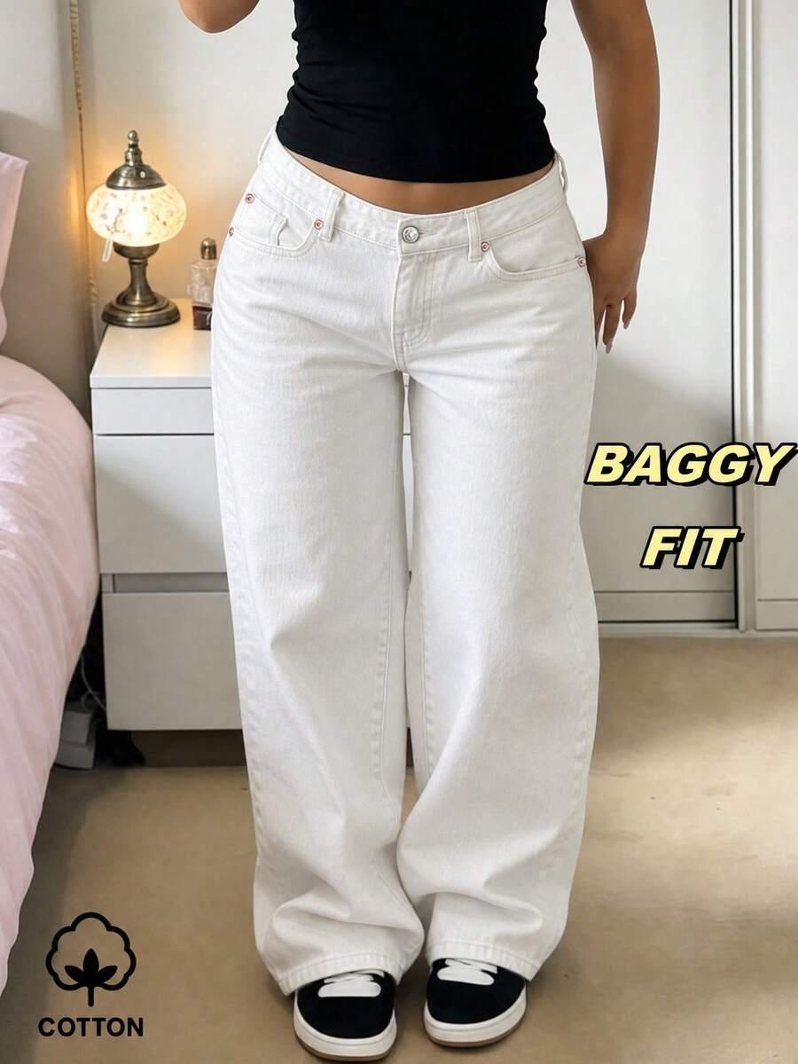 SHEIN BIAŁE SPODNIE JEANS S06__XS