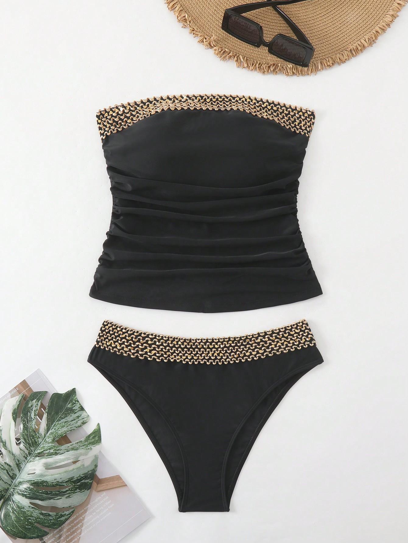 SHEIN CZARNE TANKINI KOMPLET S06__L