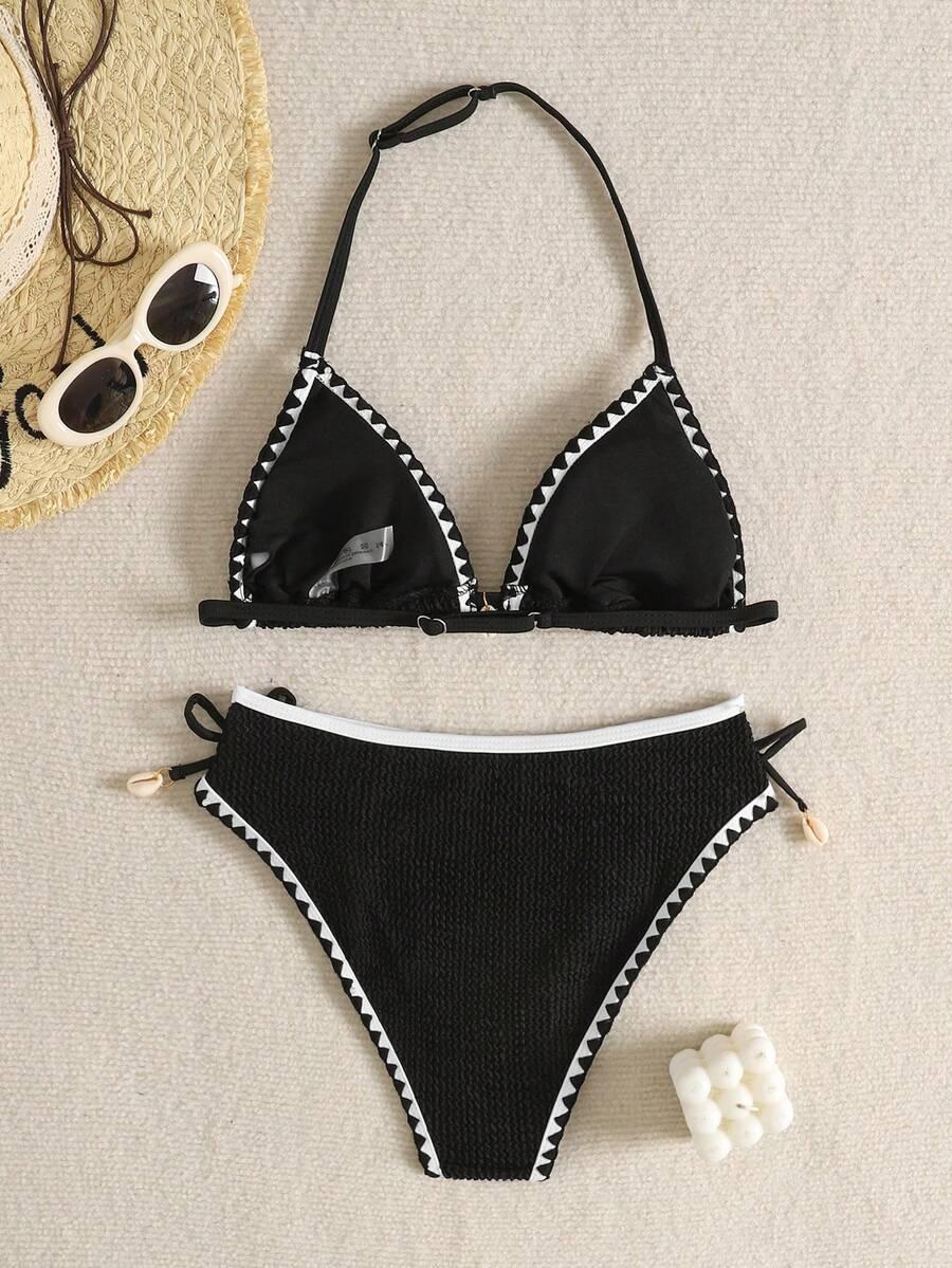 SHEIN STRÓJ KĄPIELOWY DWUCZĘŚCIOWY KONTRAST S09__158-162
