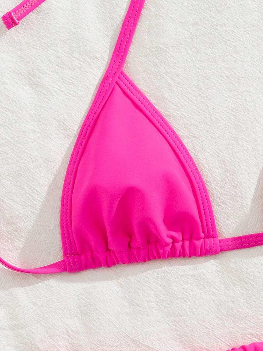 SHEIN RÓŻOWY KOMPLET BIKINI WIĄZANIE S09__L