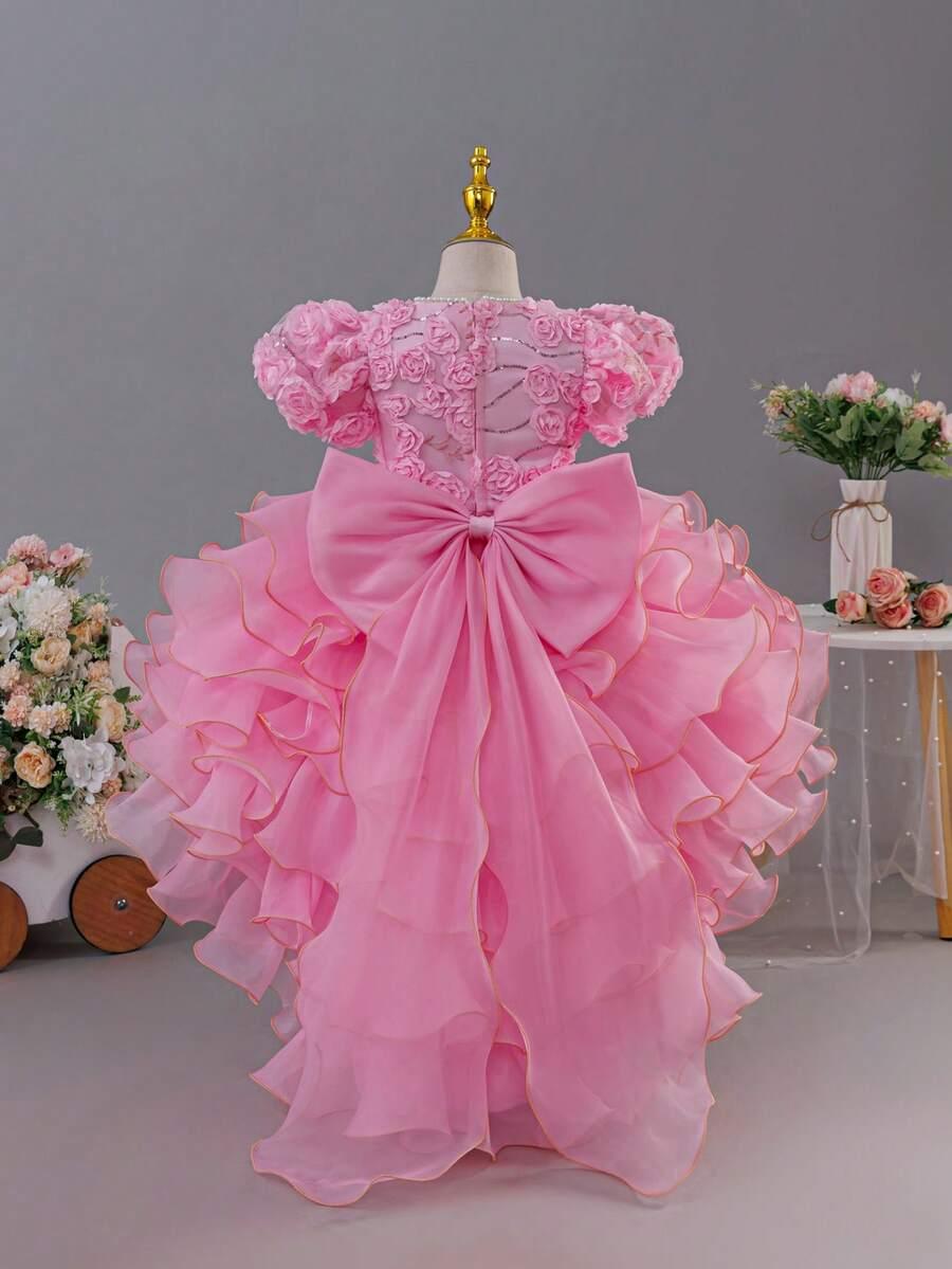 SHEIN RÓŻOWA SUKIENKA ZDOBIENIA S06__134