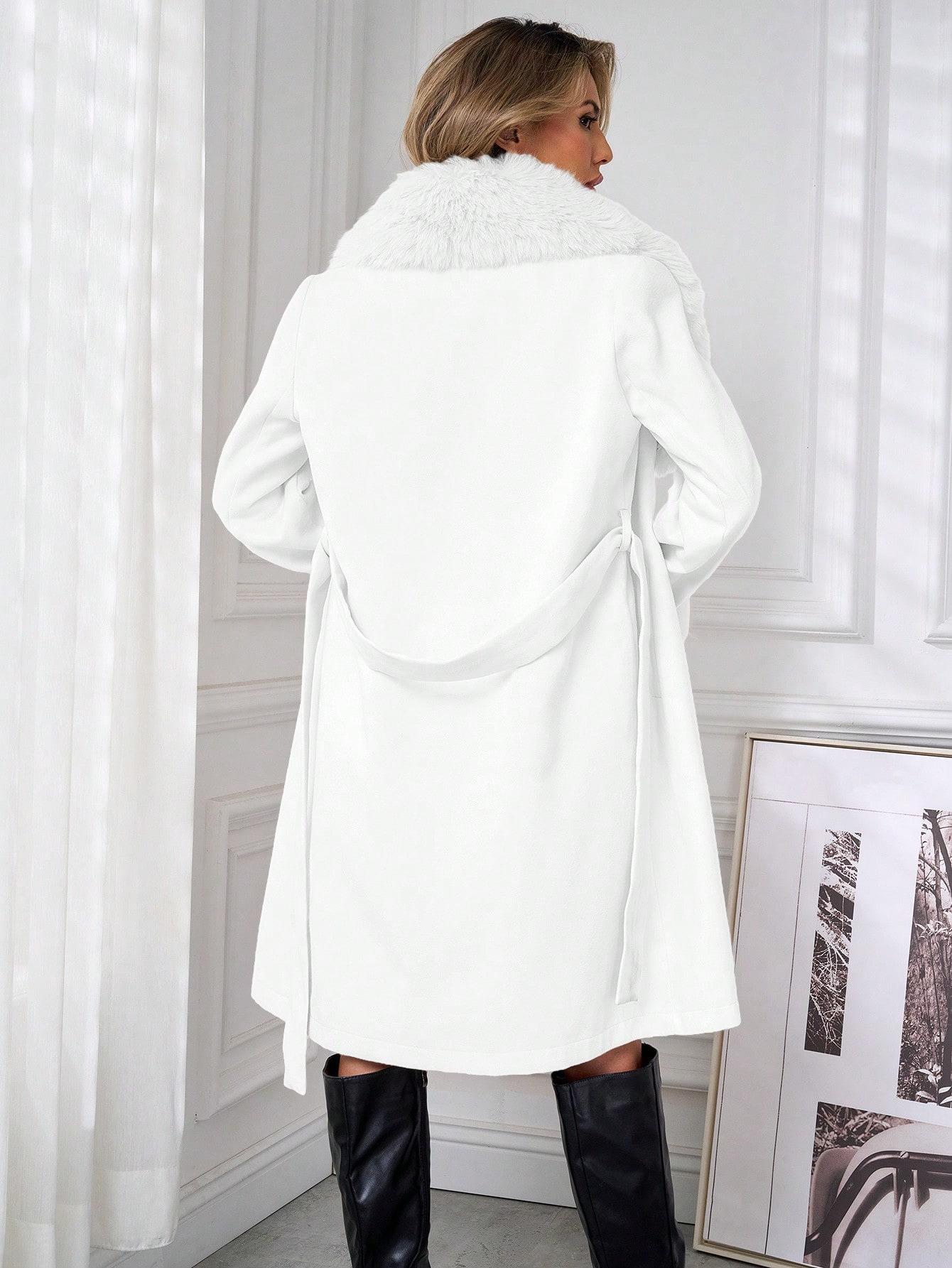 SHEIN BIAŁY PŁASZCZ GUZIKI W01__L