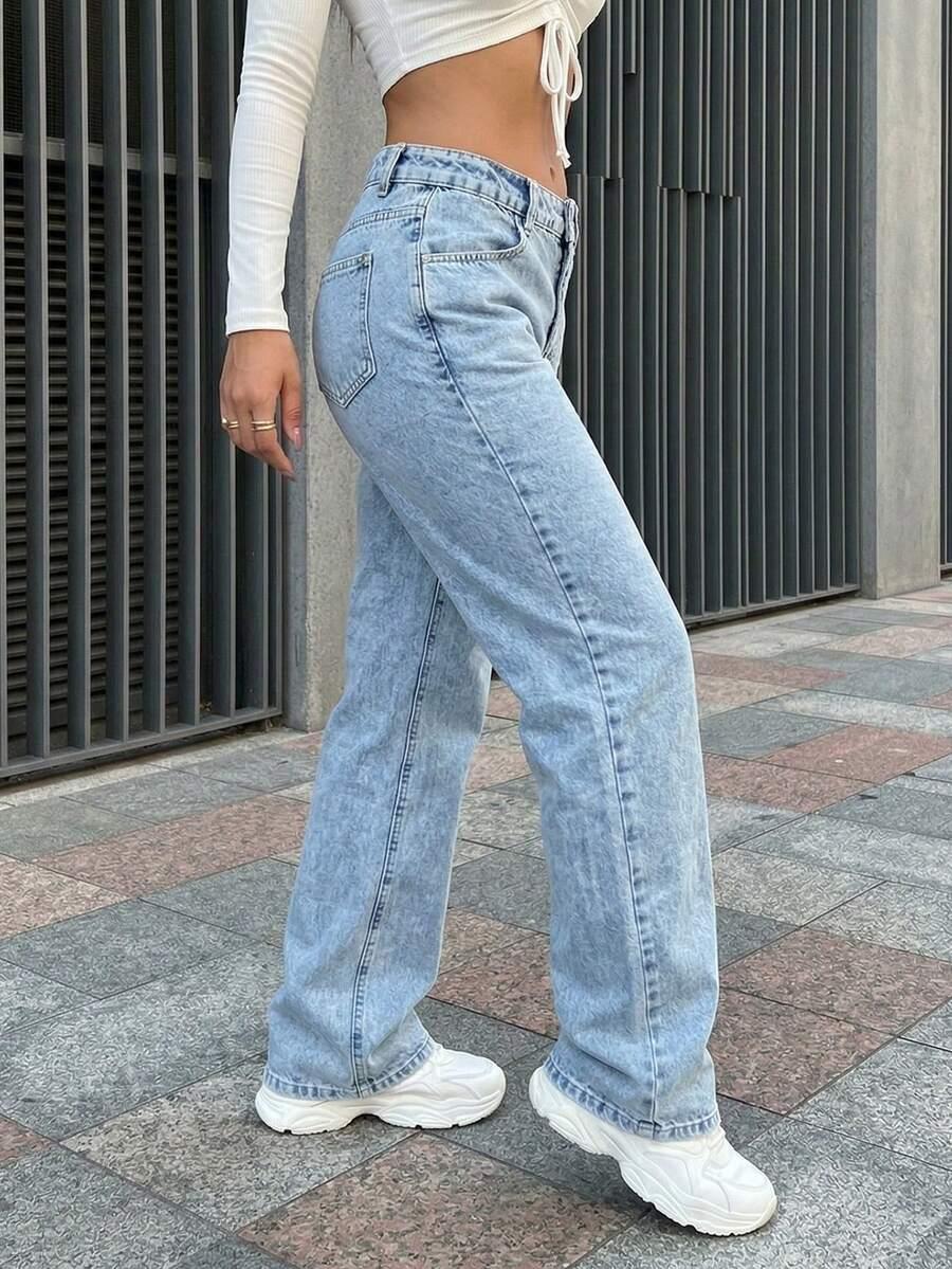 SHEIN SPODNIE Z PROSTYMI NOGAWKAMI JEANS PK01__XXL