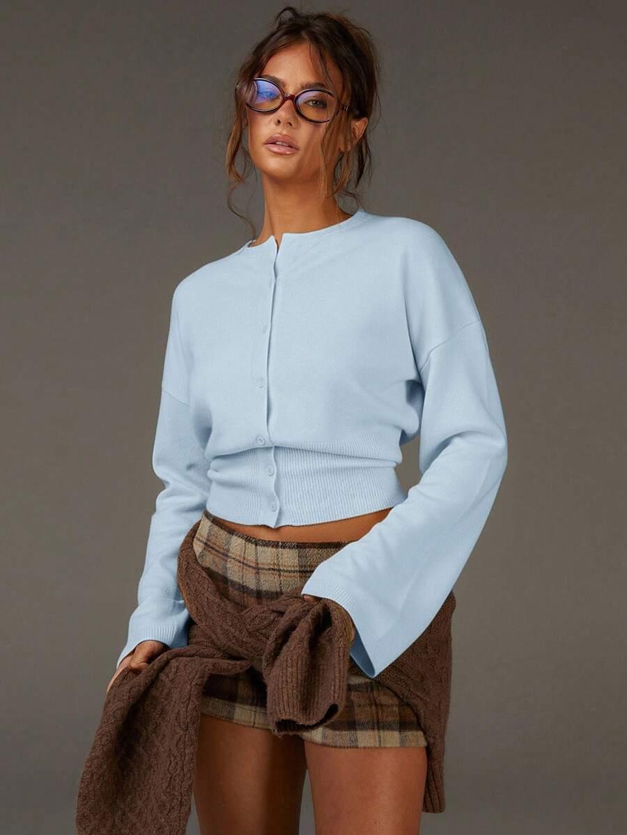 SHEIN NIEBIESKI SWETER GUZIKI S06__M