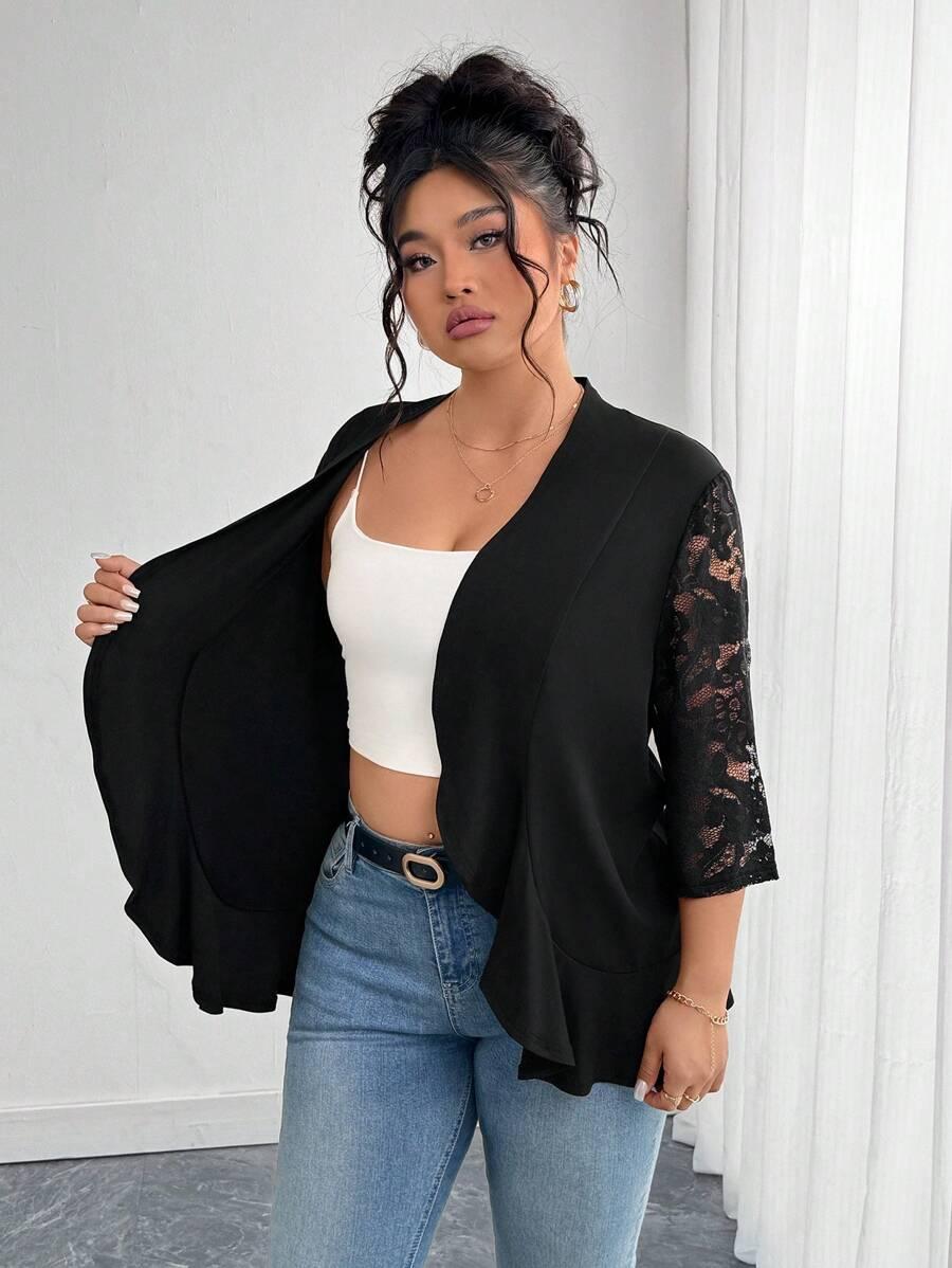 SHEIN CZARNA NARZUTKA KORONKA S06__46