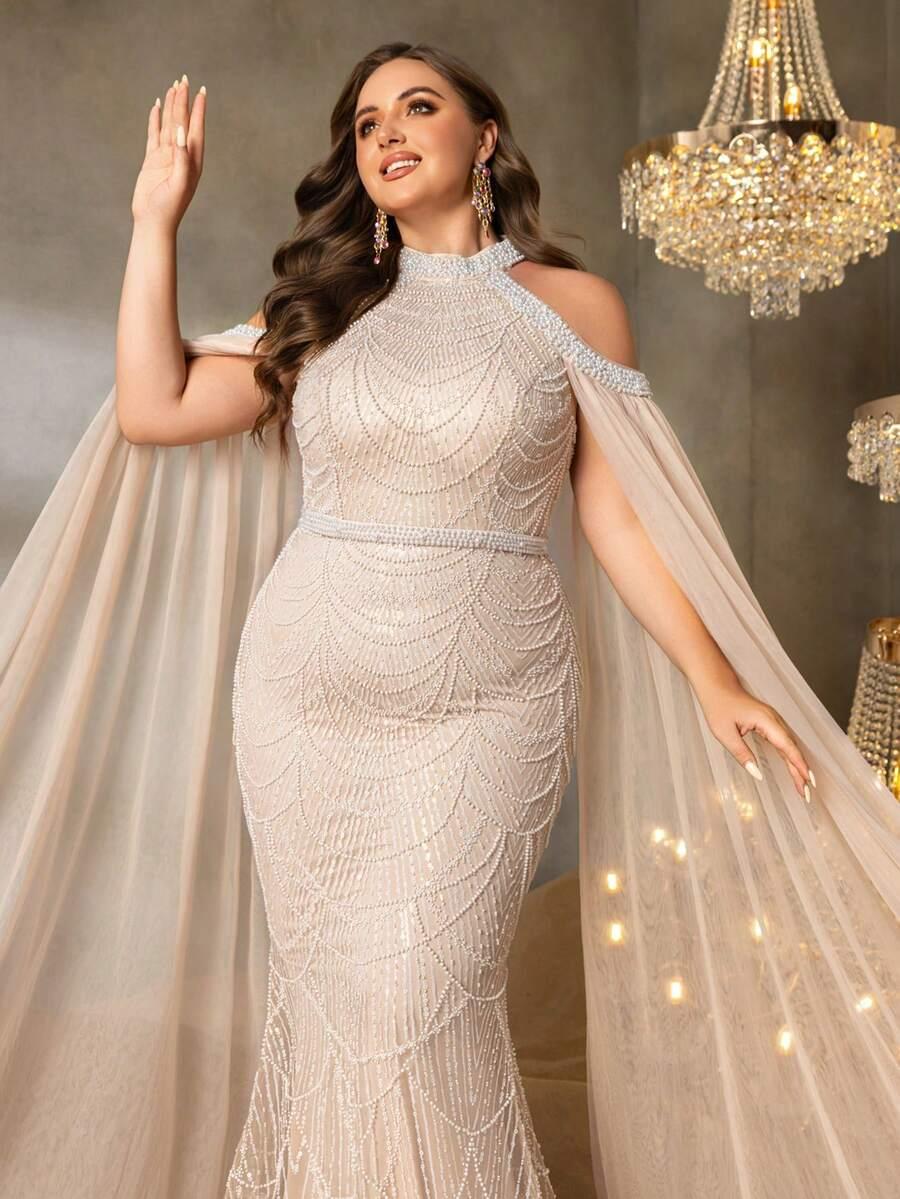 FAERIESTY BEŻOWA MAXI SUKIENKA ZDOBIENIE S06__50
